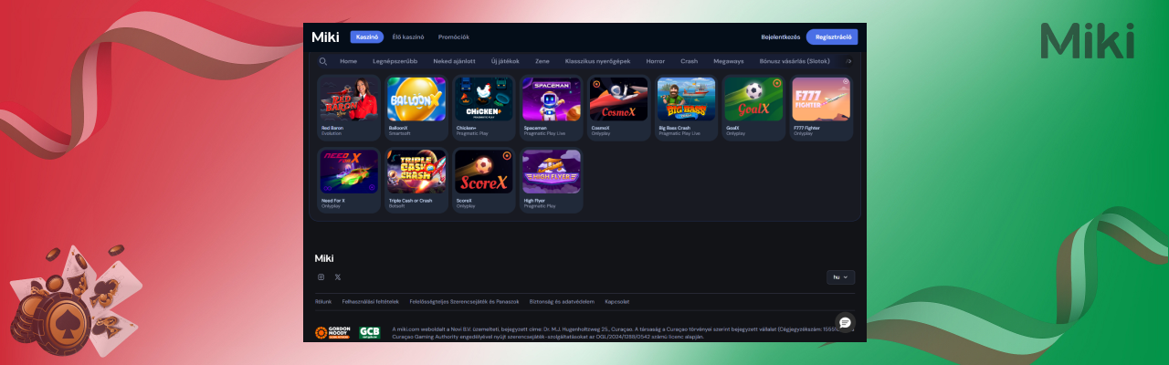 Miki casino crash jatekok