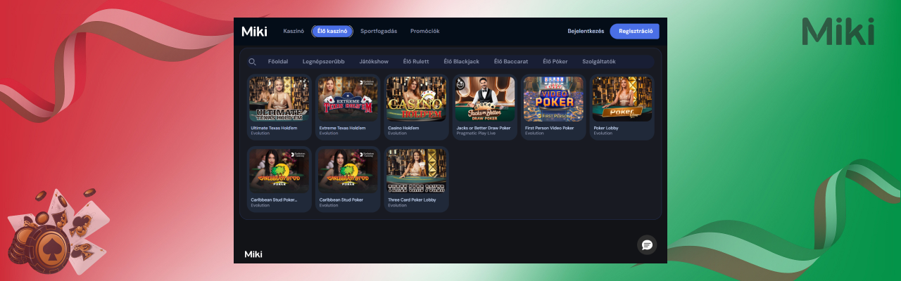 Legjobb pokerasztalok a miki casinonal